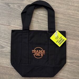 Trader Joes Mini Trick or Treat Canvas Tote Bag TJs Halloween Black Orange NEW